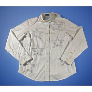 Faconnable Women's Shirt Dallas‎ Cowboys Sz Small Large Blue Stars  Long Sleeve